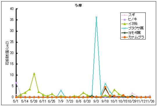 平成24年夏から秋の花粉：多摩の花粉飛散状況