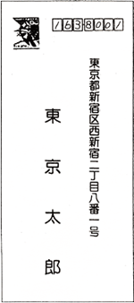 図　切手をはった返信用封筒