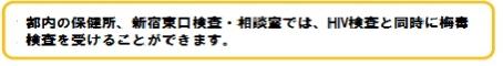 図　都内の保健所等では、HIV検査を同時に梅毒検査も受検可