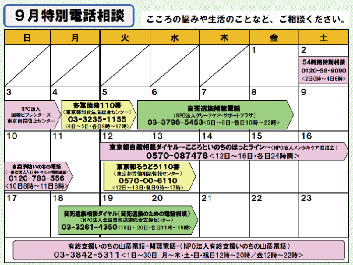 平成29年9月特別電話相談