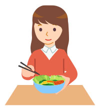 野菜料理を食べる人イラスト