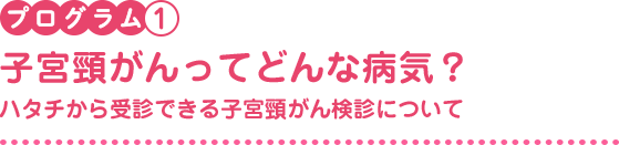 プログラム1　子宮頸がんってどんな病気？ハタチから受診できる子宮頸がん検診について