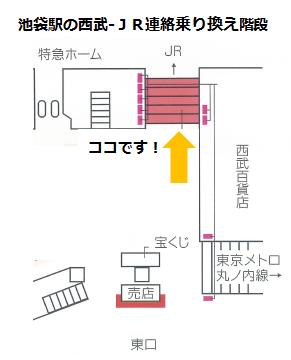 池袋駅の西武―ＪＲ連絡乗り換え階段